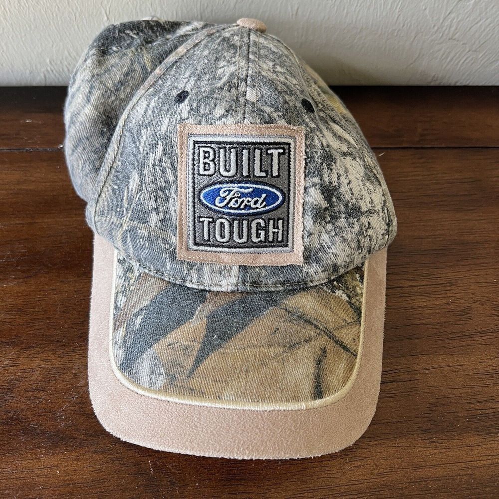 Ford Camo Baseball Hat Cap Built Tough Checkered Flag Adjustable Embroidered